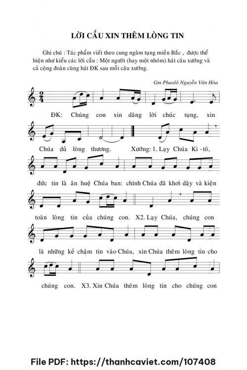 Lời cầu xin thêm lòng tin - Gm. Nguyễn Văn Hòa - trang 1