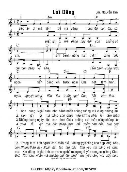 Lời dâng 2 - Lm. Nguyễn Duy - trang 1