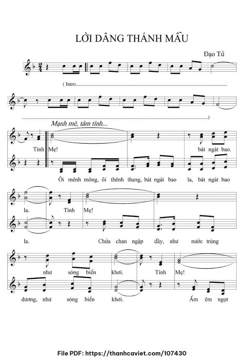 Lời dâng Thánh Mẫu - Đạo Tử - trang 1