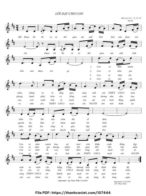 Lời dạy cho con - Hạ My (Phương Nhạn) - trang 1