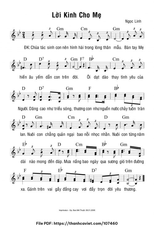 Lời kinh cho mẹ - Ngọc Linh - trang 1