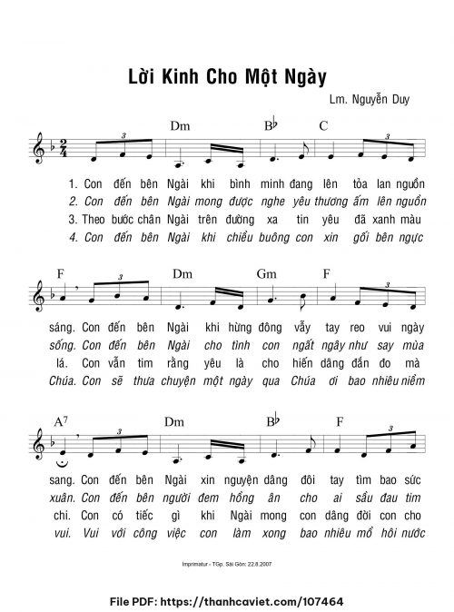 Lời kinh cho một ngày - Lm. Nguyễn Duy - trang 1