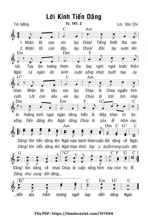 Lời kinh tiến dâng - Lm. Văn Chi - trang 1