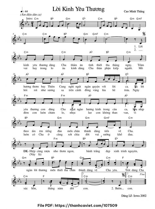 Lời kinh yêu thương - Cao Minh Thắng - trang 1