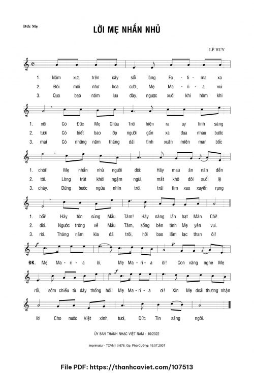 Lời Mẹ nhắn nhủ - Lm. Huyền Linh - trang 1