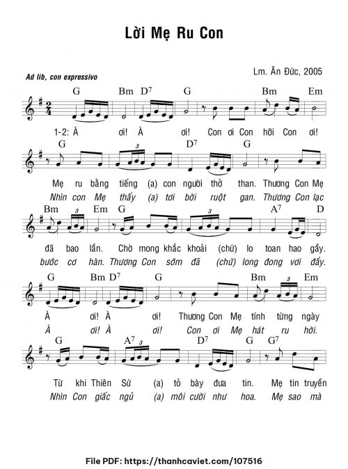 Lời Mẹ ru con - Lm. Ân Đức - trang 1