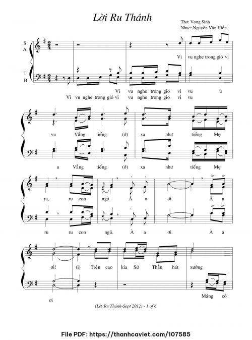 Lời ru thánh - Nguyễn Văn Hiển - Thơ: Vọng Sinh - trang 1