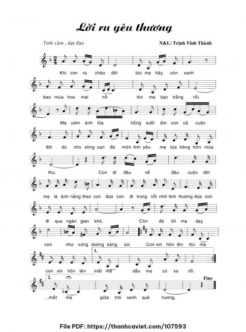 Lời ru yêu thương - Trịnh Vĩnh Thành - trang 1