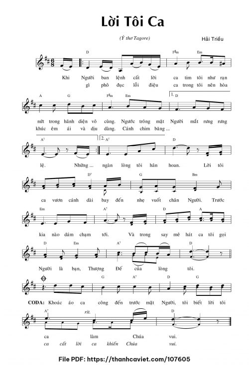 Lời tôi ca - Hải Triều - trang 1