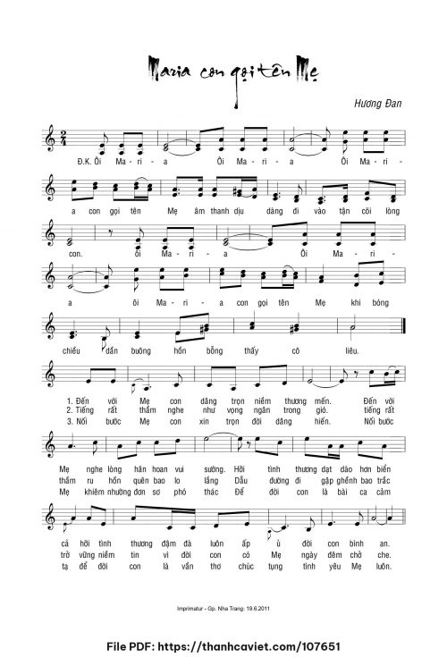 Maria con gọi tên Mẹ - Sr. Hương Đan - trang 1