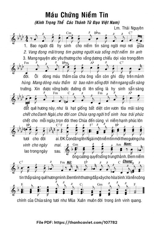 Máu chứng niềm tin - Lm. Thái Nguyên - trang 1