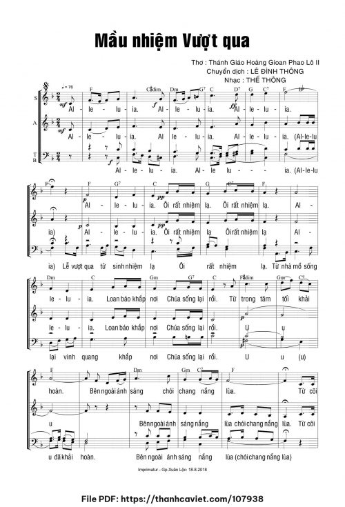 Mầu nhiệm Vượt Qua - Thế Thông - Thơ: Thánh GH Gioan Phaolô II (Lê Đình Thông chuyển dịch) - trang 1