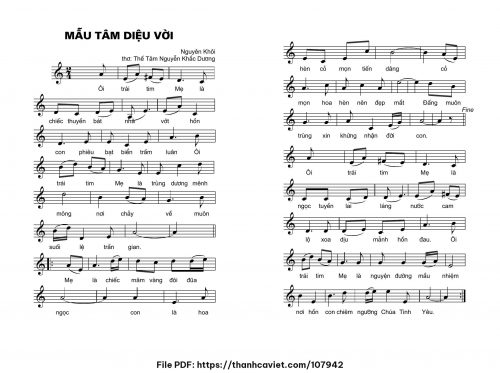 Mẫu Tâm diệu vời - Lm. Nguyên Khôi - trang 1