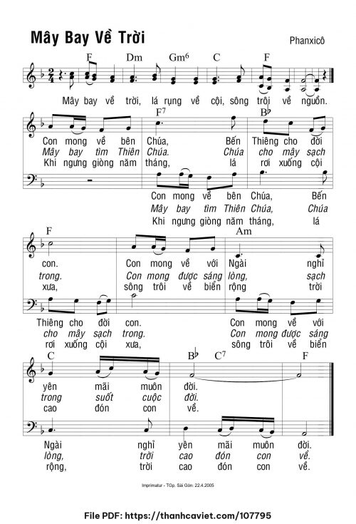 Mây bay về trời - Phanxicô - trang 1