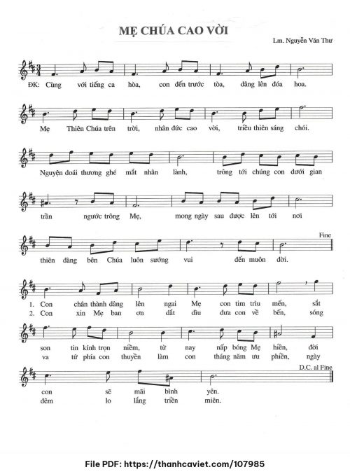 Mẹ Chúa cao vời - Lm. Nguyễn Văn Thư - trang 1