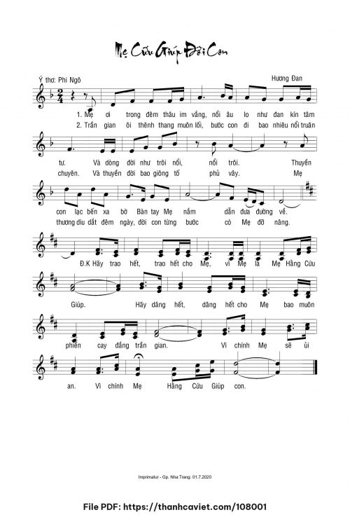 Mẹ cứu giúp đời con - Sr. Hương Đan - Ý thơ: Phi Ngô - trang 1