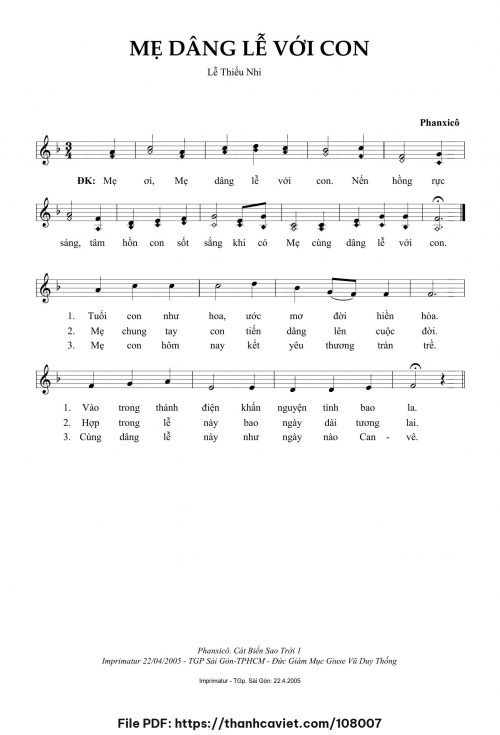 Mẹ dâng lễ với con - Phanxicô - trang 1