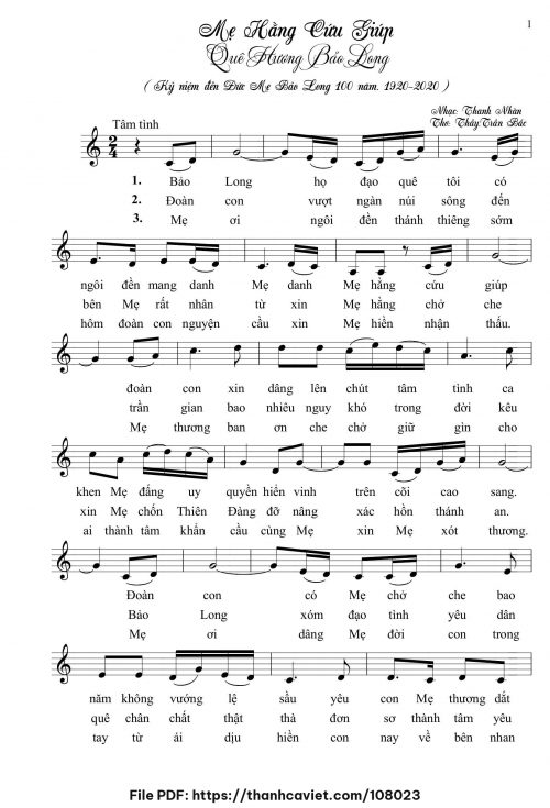 Mẹ Hằng Cứu Giúp quê hương Bảo Long - Thanh Nhàn - trang 1