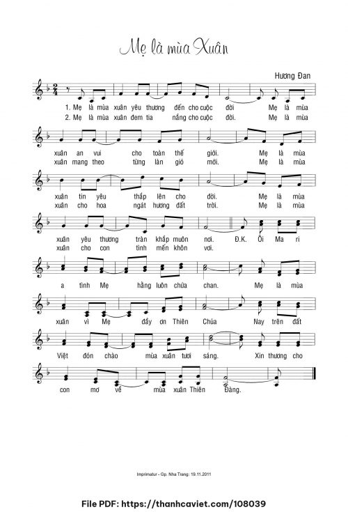 Mẹ là mùa xuân - Sr. Hương Đan - trang 1