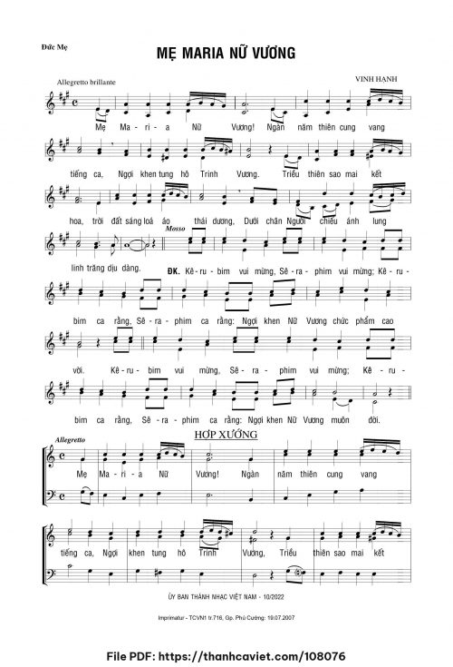 Mẹ Maria Nữ Vương - Lm. Vinh Hạnh - trang 1