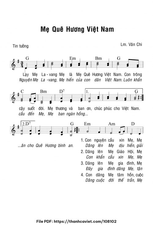 Mẹ quê hương Việt Nam - Lm. Văn Chi - trang 1