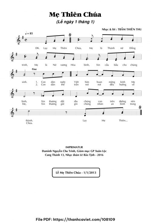 Mẹ Thiên Chúa - Trầm Thiên Thu - trang 1