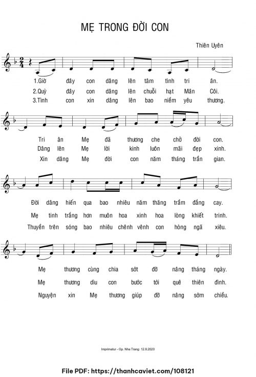 Mẹ trong đời con - Sr. Thiên Uyên - trang 1