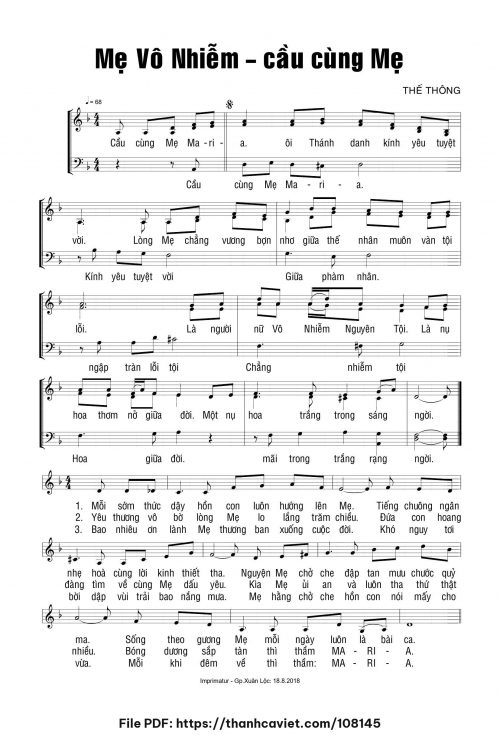 Mẹ Vô Nhiễm – Cầu cùng Mẹ - Thế Thông - trang 1