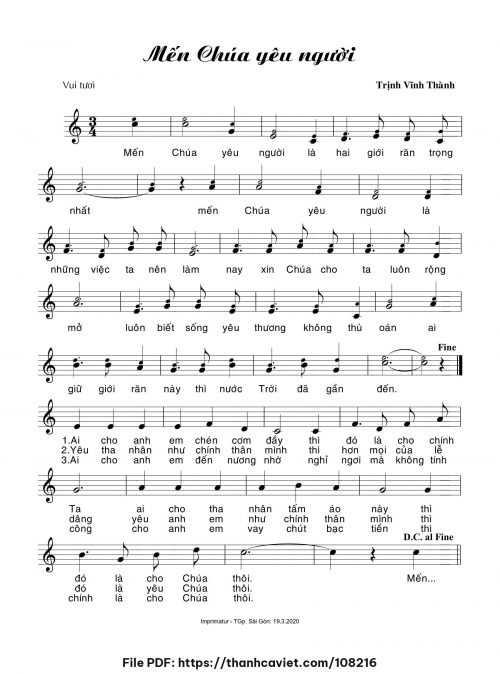 Mến Chúa yêu người - Trịnh Vĩnh Thành - trang 1