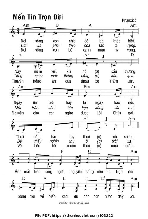 Mến tin trọn đời - Phanxicô - trang 1
