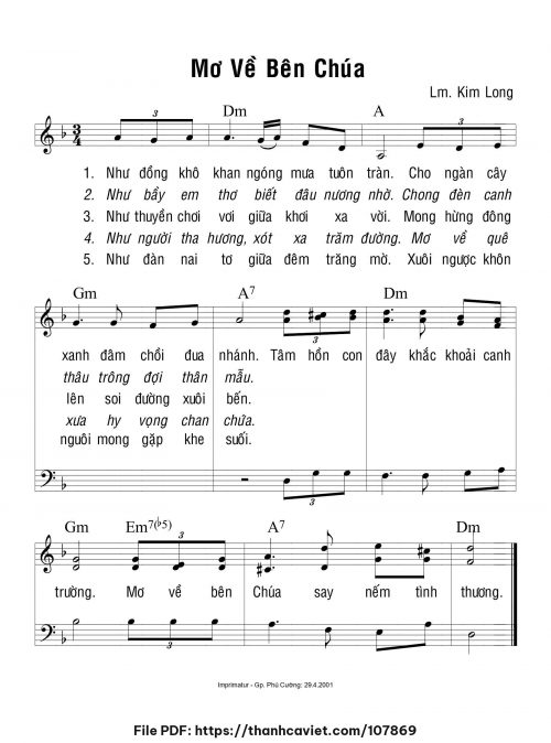 Mơ về bên Chúa - Lm. Kim Long - trang 1