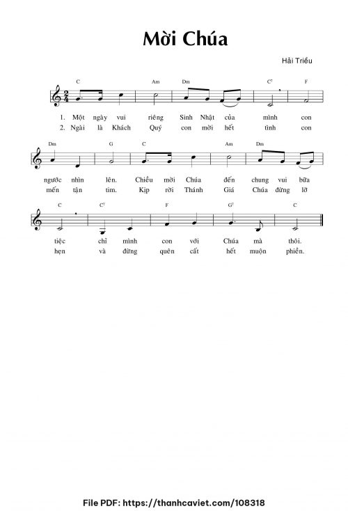 Mời Chúa - Hải Triều - trang 1
