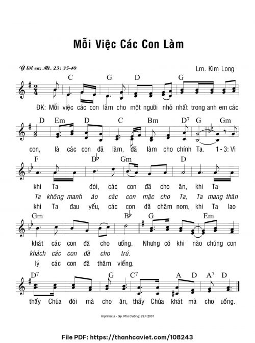 Mỗi việc các con làm - Lm. Kim Long - trang 1