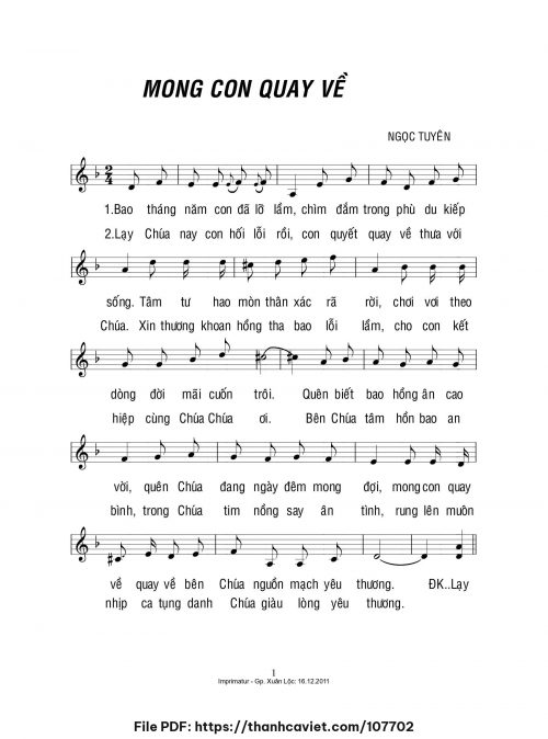 Mong con quay về - Ngọc Tuyên - trang 1