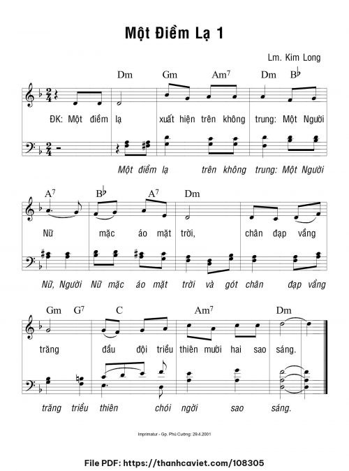 Một điềm lạ 1 - Lm. Kim Long - trang 1