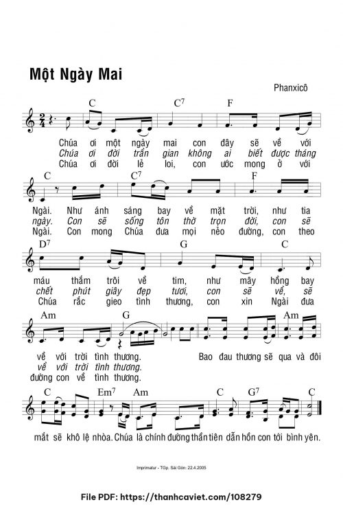 Một ngày mai - Phanxicô - trang 1