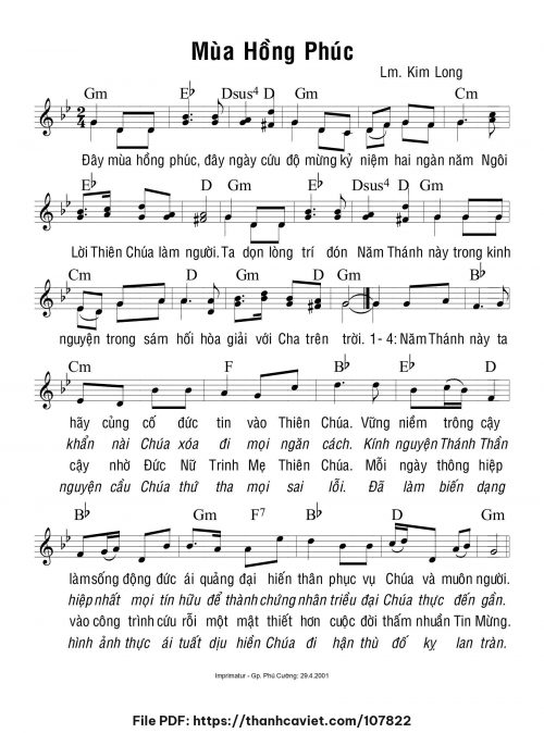 Mùa hồng phúc - Lm. Kim Long - trang 1