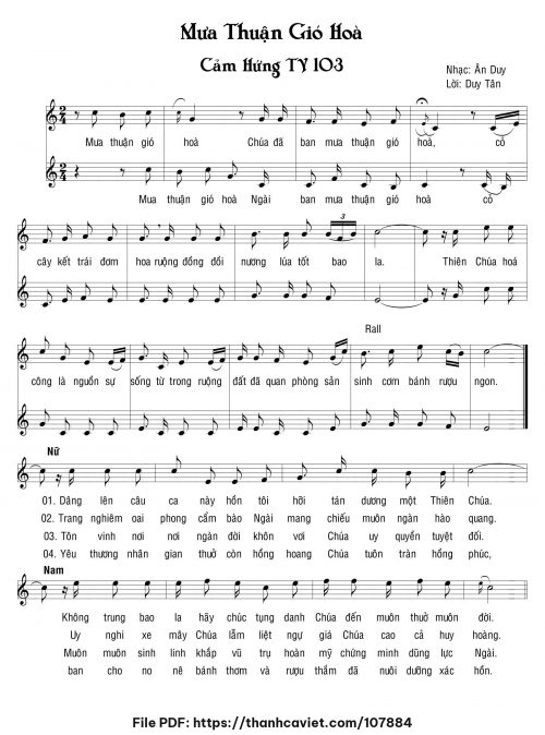 Mưa thuận gió hòa - Ân Duy - Lời: Duy Tân - trang 1