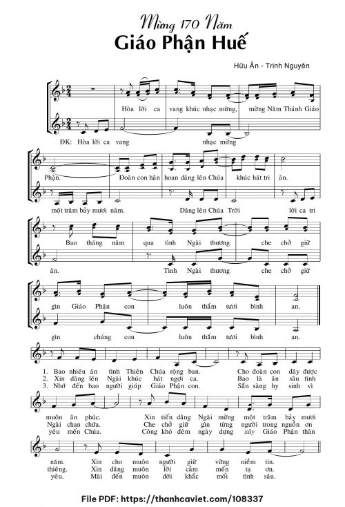 Mừng 170 năm Giáo phận Huế - Sr. Trinh Nguyên - Hữu Ân - trang 1