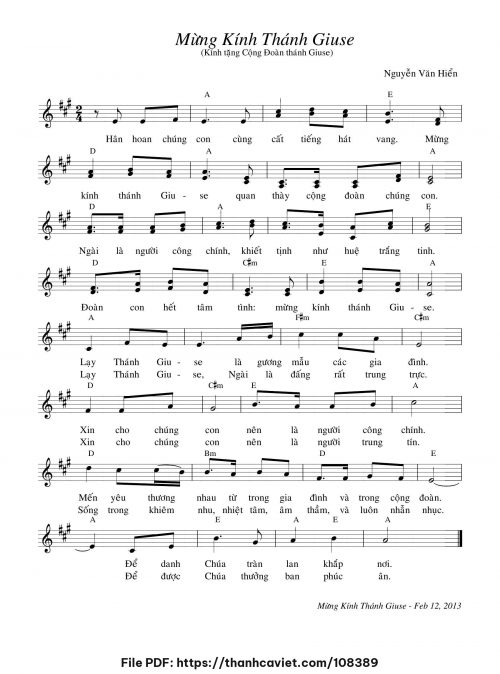 Mừng kính Thánh Giuse - Nguyễn Văn Hiển - trang 1