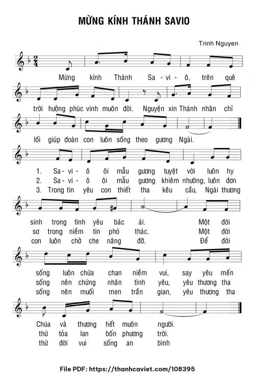 Mừng kính Thánh Saviô - Sr. Trinh Nguyên - trang 1