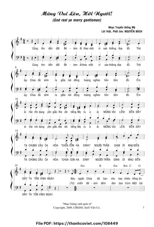 Mừng vui lên, hỡi người! - Nhạc truyền thống Mỹ - Lời Việt: Nguyễn Bách - trang 1