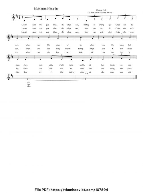 Mười năm hồng ân - Lm. Phương Anh - trang 1