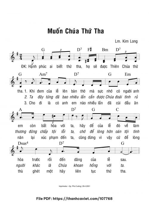 Muốn Chúa thứ tha - Lm. Kim Long - trang 1