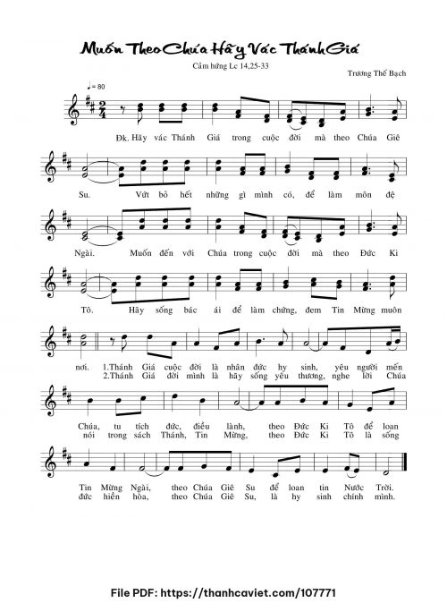 Muốn theo Chúa hãy vác Thánh Giá - Trương Thế Bạch - trang 1