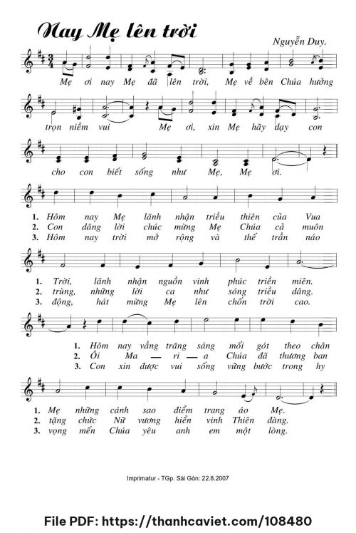 Nay Mẹ lên Trời - Lm. Nguyễn Duy - trang 1