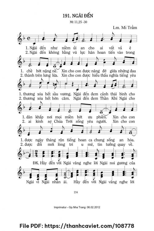 Ngài đến - Lm. Mi Trầm - trang 1