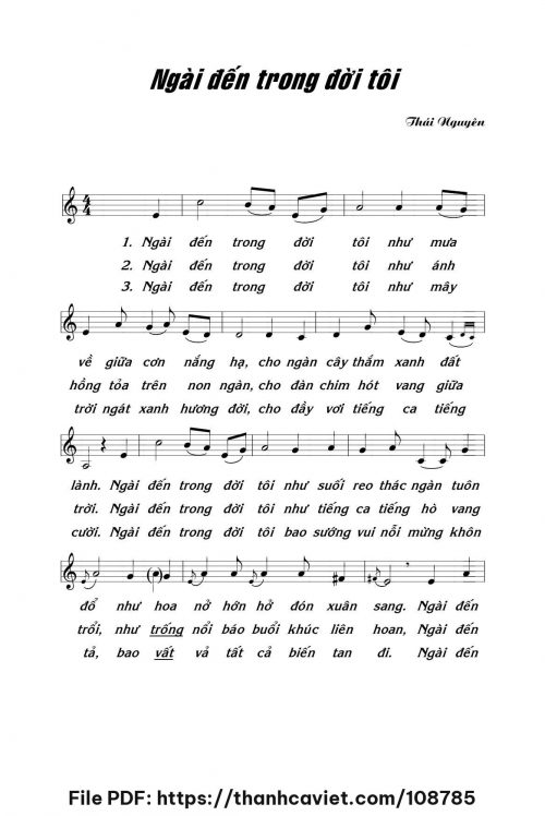 Ngài đến trong đời tôi - Lm. Thái Nguyên - trang 1