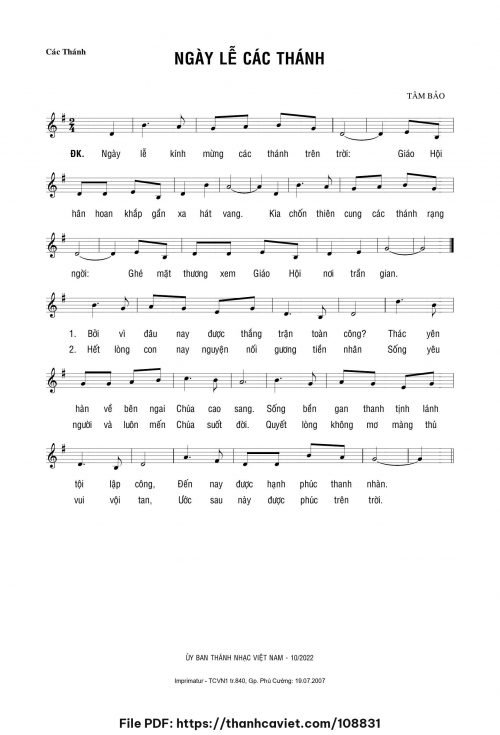 Ngày Lễ Các Thánh - Tâm Bảo - trang 1