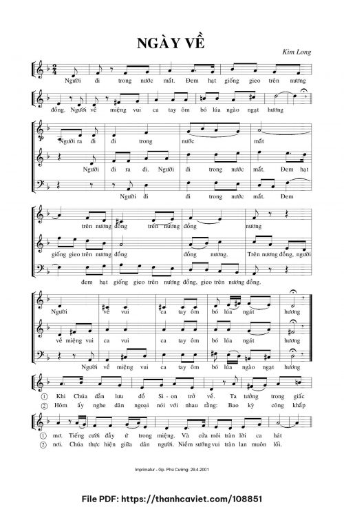 Ngày về - Lm. Kim Long - trang 1